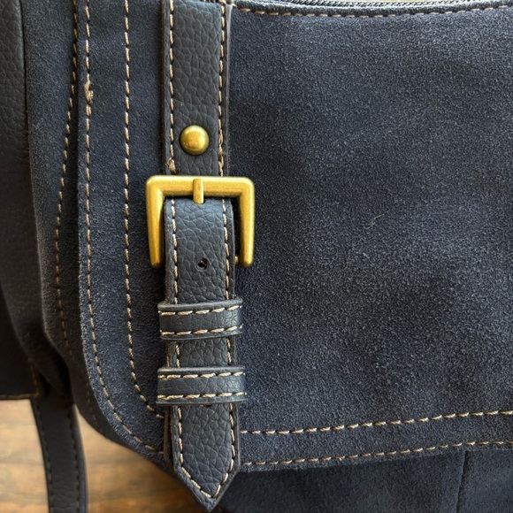 NWT Tignanello Midnight Blue Genuine Leather/Suede Messenger Crossbody Bag - Picture 6 of 16